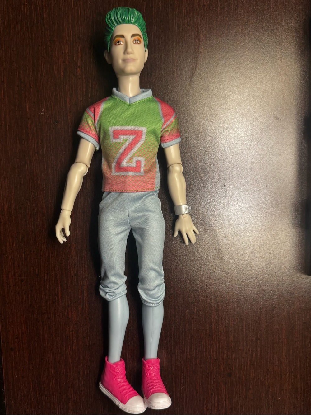 Disney Zombies Zed Necrodopolis Doll w/ Football Jersey Uniform & Green Hair